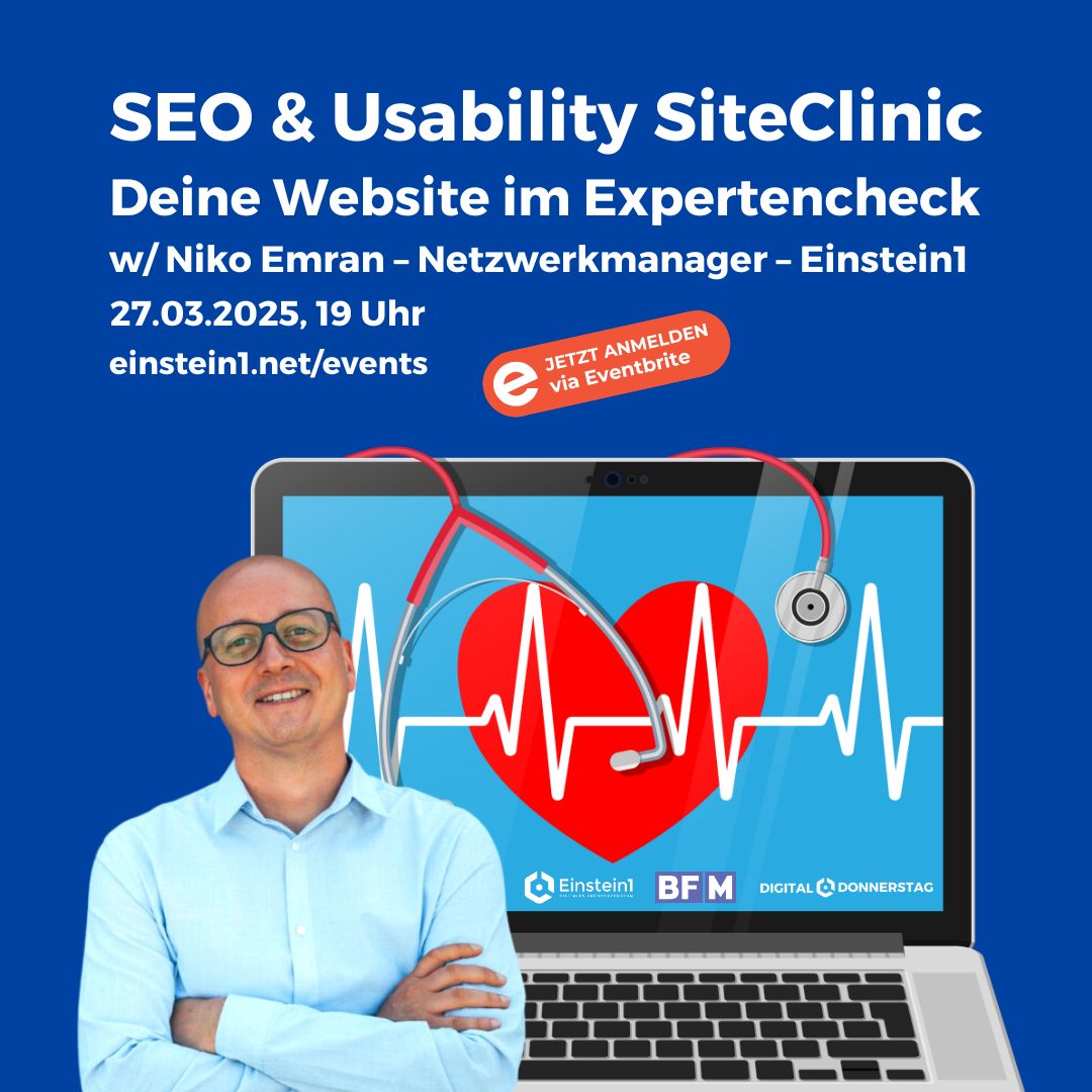 Teaser – SEO & Usability SiteClinic – Deine Website im Expertencheck – 27.03.2025